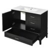 36" Bathroom Vanity With Solid Pine Frame, Soft Close Door And Drawers, Storage Cabinet - Black - Image 9