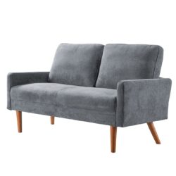 Loveseat Sofa, European Style With Sleek Design, Modern & Vintage Flair, Upholstered 2 Seater Couch - Gray