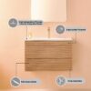 Wall Mounted & Floating Single Vanity With Ceramic Sink - Natural Walnut - Image 5