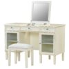 Multi Functional 2 In 1 Vanity Desk With Flip Top Mirror Material - White Oak - Image 6
