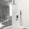 12" Ceiling Mount Shower System With Waterfall Tub Spout And Rough In Valve - Matte Black - Image 2