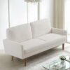 Sofa, European Style With Sleek Design, Modern & Vintage Flair, Upholstered 3 Seater Couch - Ivory - Image 5