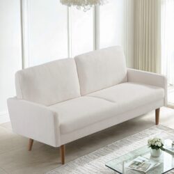 Sofa, European Style With Sleek Design, Modern & Vintage Flair, Upholstered 3 Seater Couch - Ivory