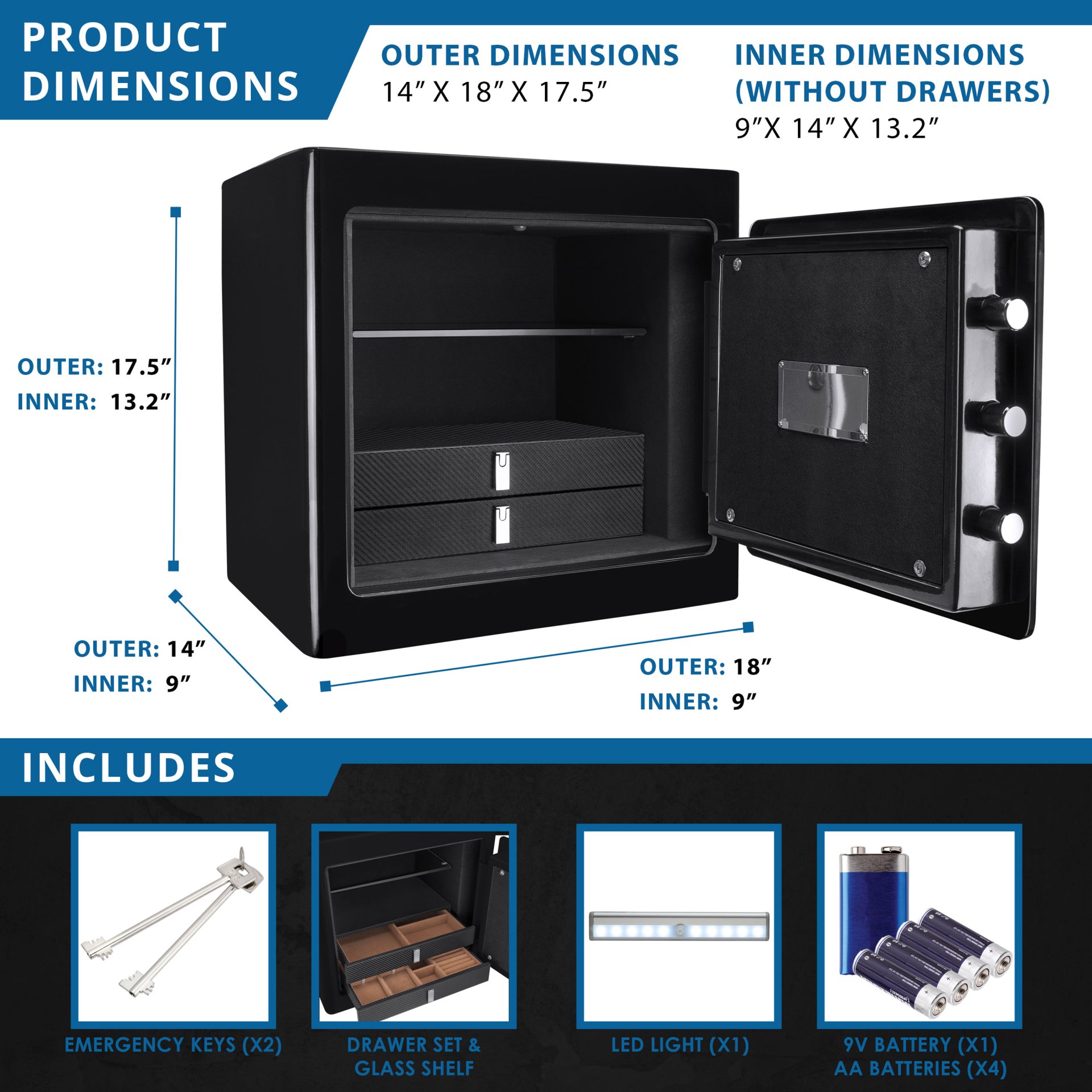 1.01 Cubic Ft Jewelry Safe V2 - Black - Image 3