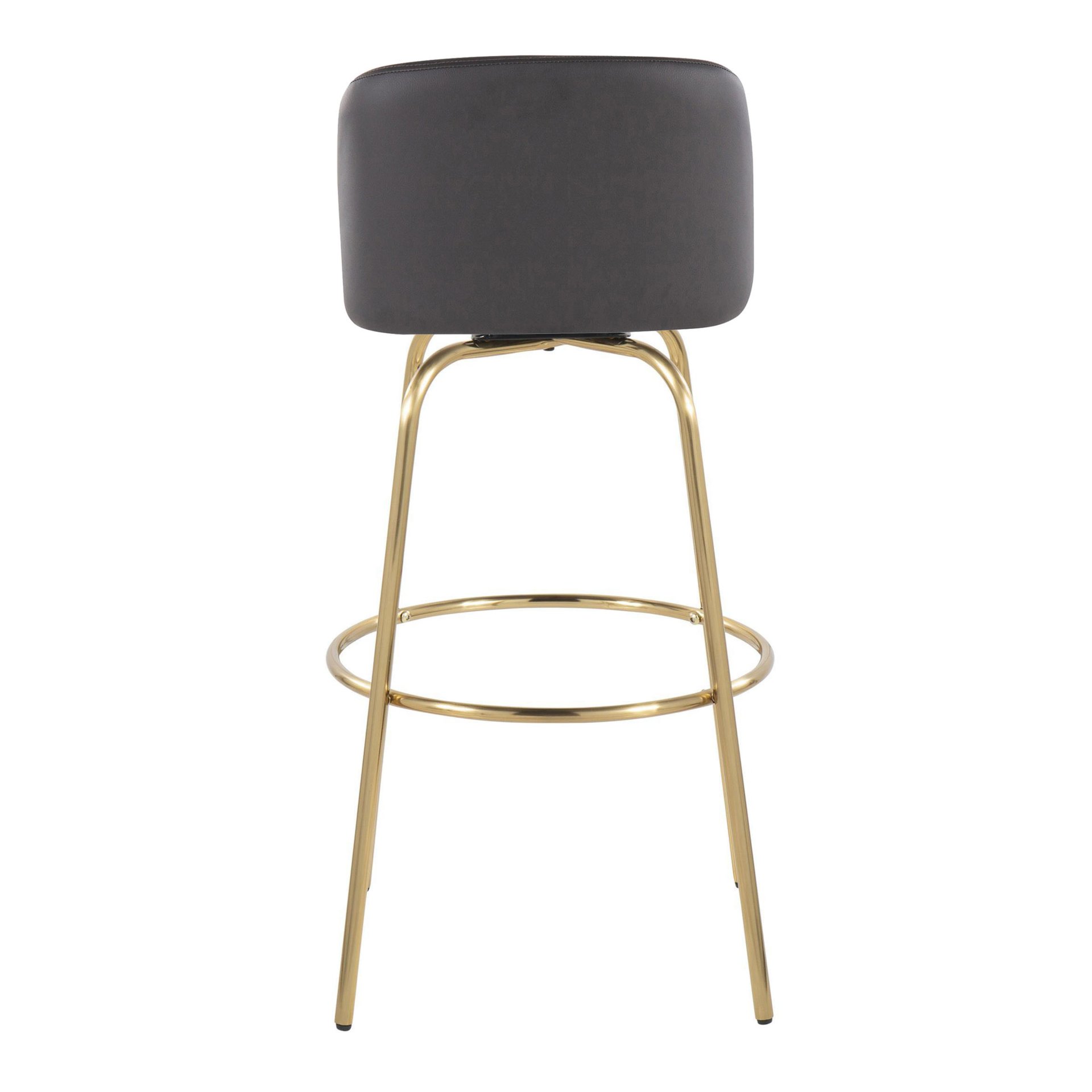 Toriano - Contemporary Fixed Height Barstool With Round Footrest (Set of 2) - Gray / Gold - Image 5