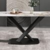 Modern Artificial Stone Pandora White Curved Metal Leg Dining Table, 6 People - Antique White - Image 7