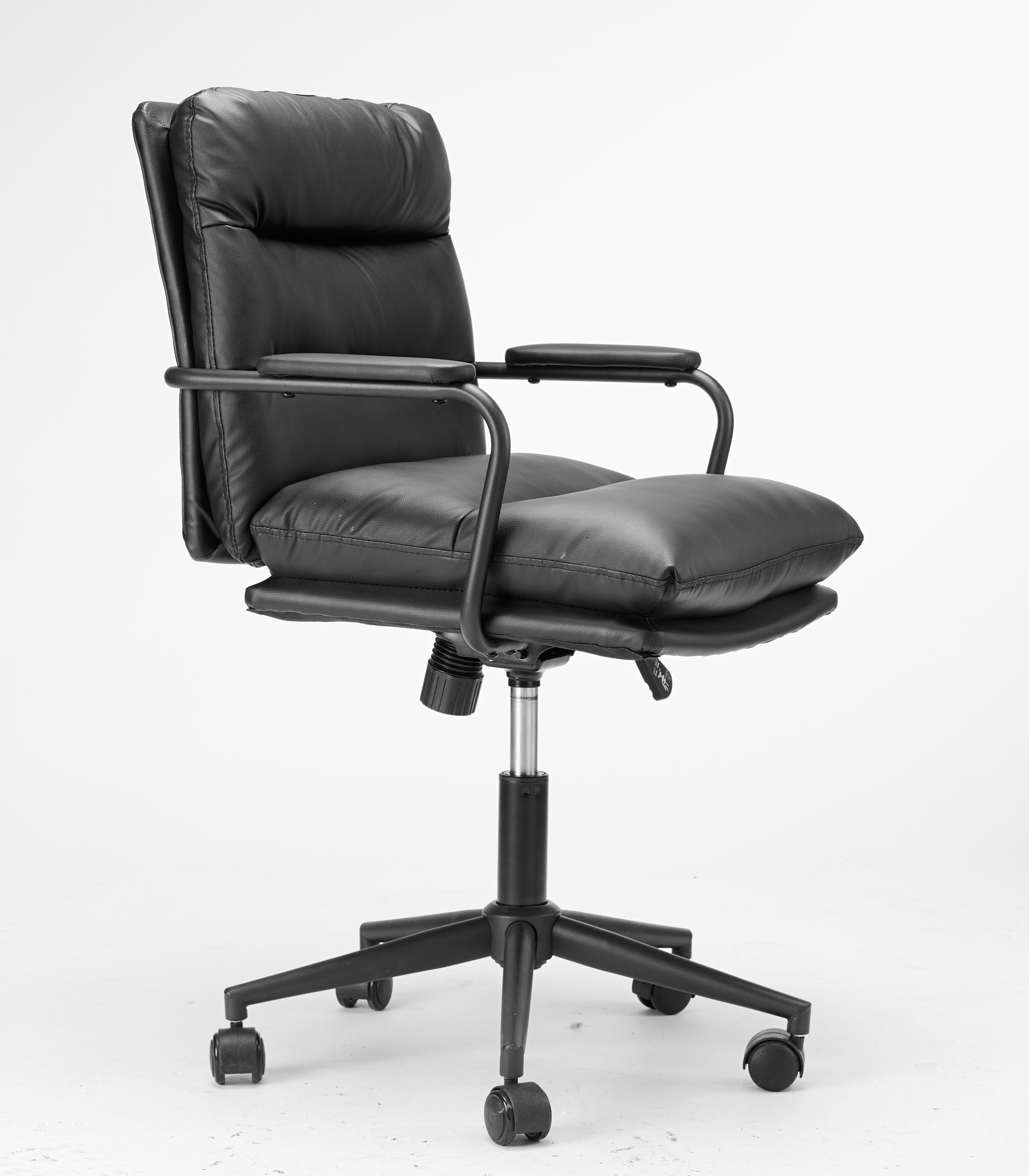 Office Chair Mid Back Desk Chair Modern Excutive Office Chair With Arms And Wheels For Home Office - Black - Image 13