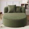 Chaise Lounge Sofa Boneless Couch With 2 Supportive Pillows, Sofa Bed - Green - Image 6