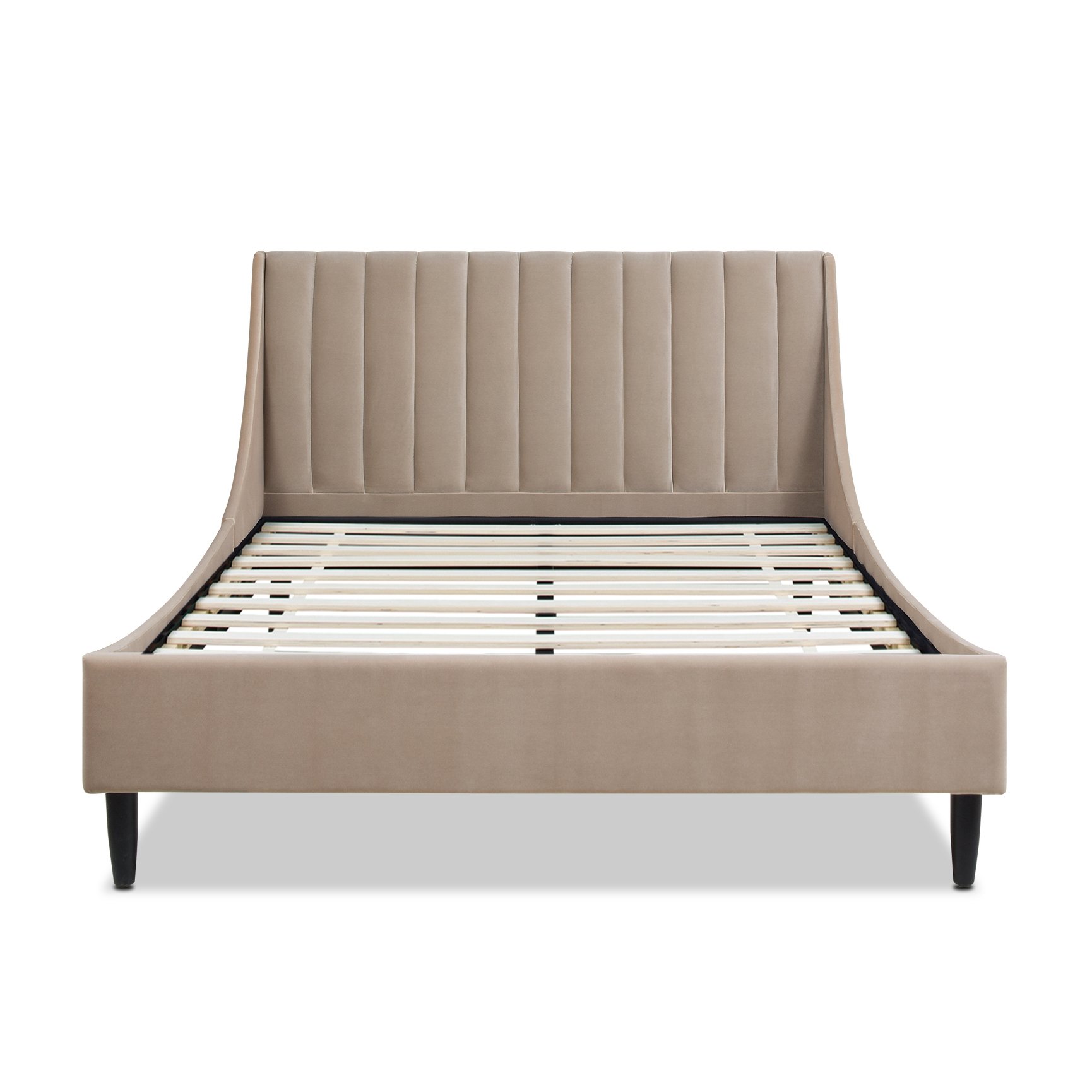 Aspen - Queen Vertical Tufted Modern Headboard Platform Bed Set - Mink Beige - Image 2