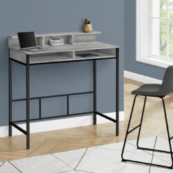 Computer Desk, Home Office, Standing, Storage Shelves, Laptop, Contemporary & Modern - Gray