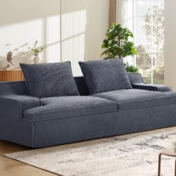 Nimbus - Oversized Full Foam 4 Seater Couch For Living Room Upholstered In Soft Corduroy, Wide Armrests - Gray