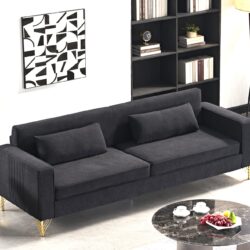 Aesthetic Sofas For Living Room, 3 Seater Couch With Classic Modern Appeal And Luxurious Soft Comfort, Easy To Maintain - Black