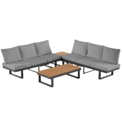 Outdoor Sectional Sofa Set With Adjustable Reclining Seats - Gray
