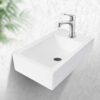 Modern Rectangle Wall Mount Bathroom Sink & Single Faucet Hole - White - Image 4