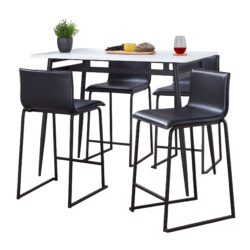 Marcel Mara - 5 Piece Upholstered Contemporary Counter Height Dining Set - Black / White / Black