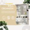Floating Makeup Vanity With Big Mirror, Wall Mounted Storage Vanity With Drawers, Pockets & Hooks, Space Saving Decorative Home Organizer - White - Image 14