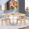 Della - 3 Piece Solid Wood Kids Table & Two Chair Set - Natural - Image 6