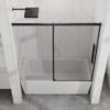 Semi Frameless Tub Sliding Shower Door 60" X 58" With Tempered Glass - Matte Black - Image 6