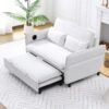 Letter Striped Multi Functional Sofa Bed With Adjustable Armrests And Backrests - Beige - Image 9