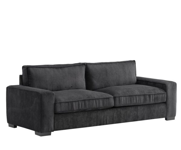 Luxe - Corduroy Sofa With Sleek Design, Spacious And Comfortable 3 Seater Couch - Black