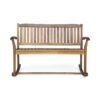 Outdoor Rocking Loveseat With Acacia Wood Frame - Natural - Image 5