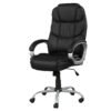Upholstered Office Chair, Adjustable Height Swivel Chair - Black - Image 4