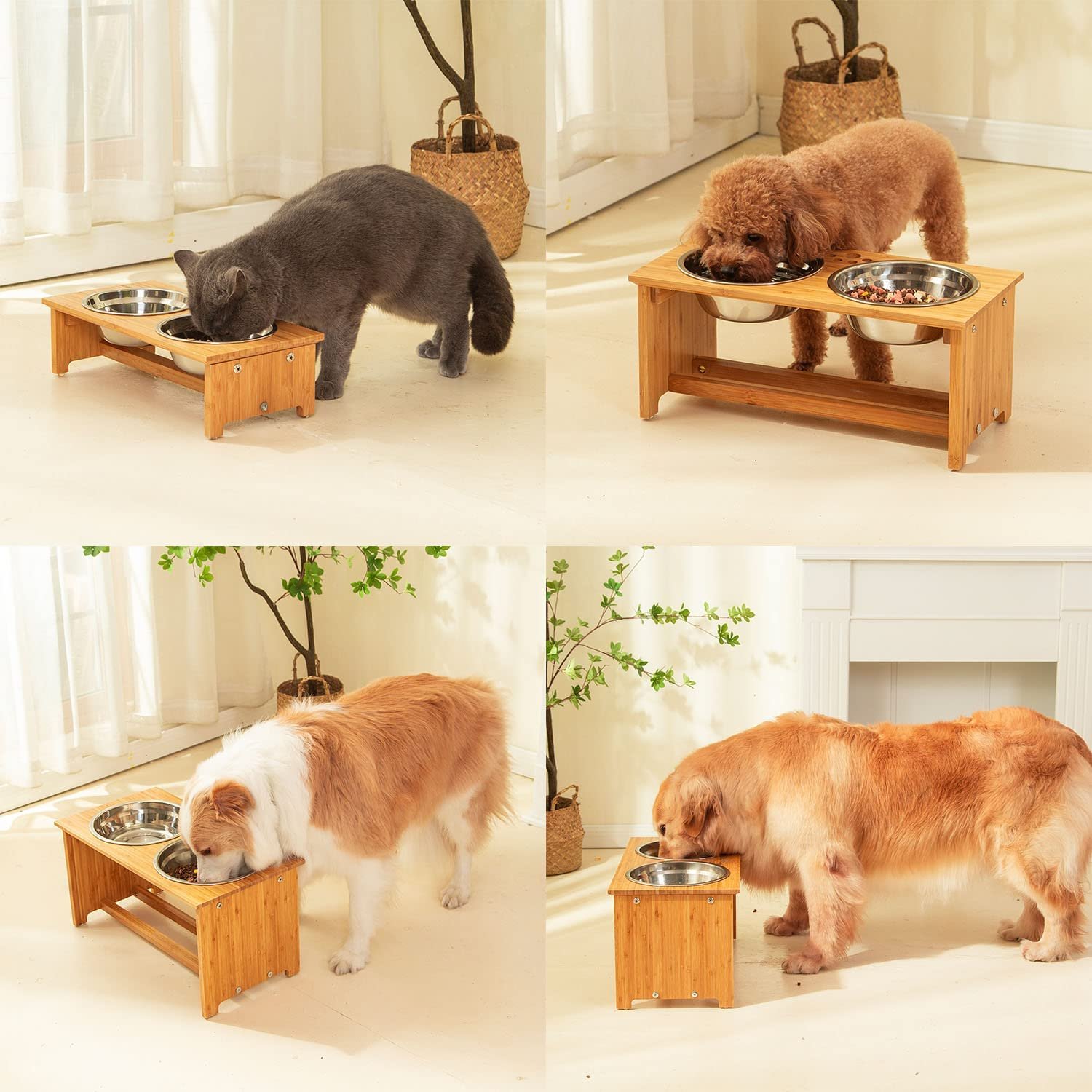 Gardenia - Raised Dog Bowl Stand For Medium Sized Dogs, Elevated Dog Bowls, Bamboo Raised Dog Bowl, Dog Food Bowl Stand, Feeding Station - Natural Wood - Image 4