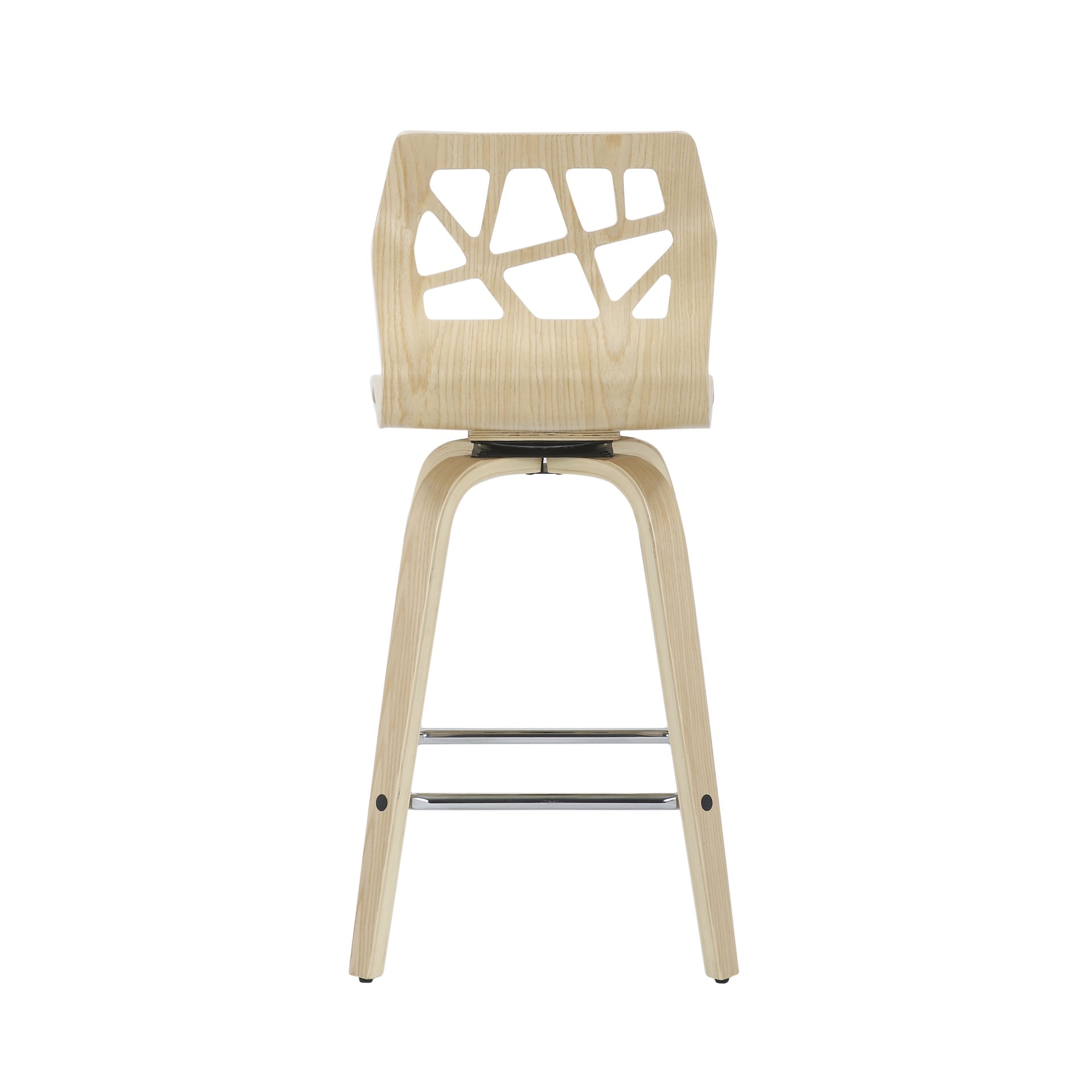 Folia - Mid-Century Modern Counter Stool With Footrest (Set of 2) - Natural / Cream / Chrome - Image 5