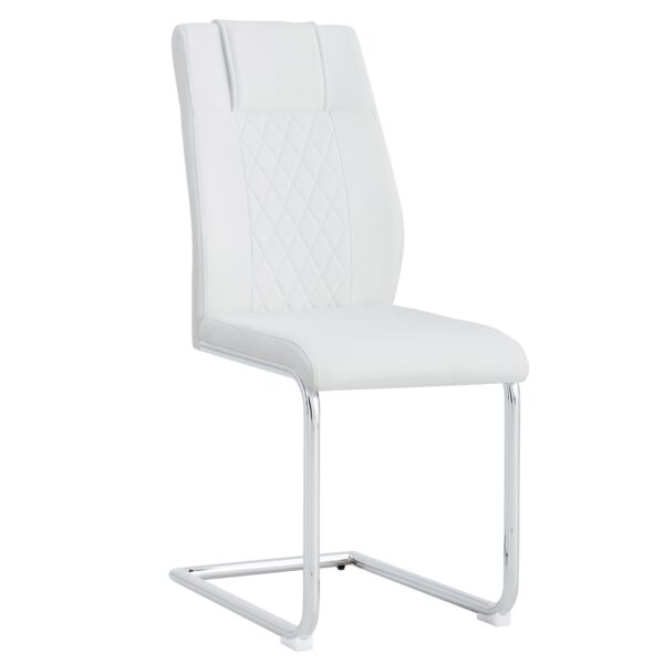 Modern Dining Chairs With Padded Seat Metal Legs (Set of 8) - White