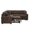 L-Shape Sofa Bed Pull-Out Sleeper Sofa With Wheels, USB Ports, Power Sockets For Living Room - Brown - Image 18