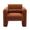Modern Accent Chair Upholstered Comfy Reading Arm Chair Lambskin Sherpa Fabric - Burnt Orange - Image 11