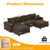 4 Seat Sofa, Deep Seat Couches With Soft Pillows And 2 Ottomans, Convertible Sofa Lounge Chair, For Living Room - Camel - Image 9