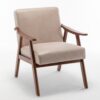 Accent Chair, Classic Mid Century Modern For Extra Seating - Light Camel - Image 2