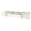 Modern TV Stand For TVs Up To 80", Entertainment Center With 2 Shelves And LED Lights, TV Storage Cabinet With 2 Drawers, 2 Cabinets And Metal Legs For Living Room - White - Image 13