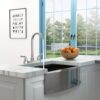 Kitchen Sink Faucet With 2 Handles, 3 Hole Installation - Brushed Nickel - Image 2