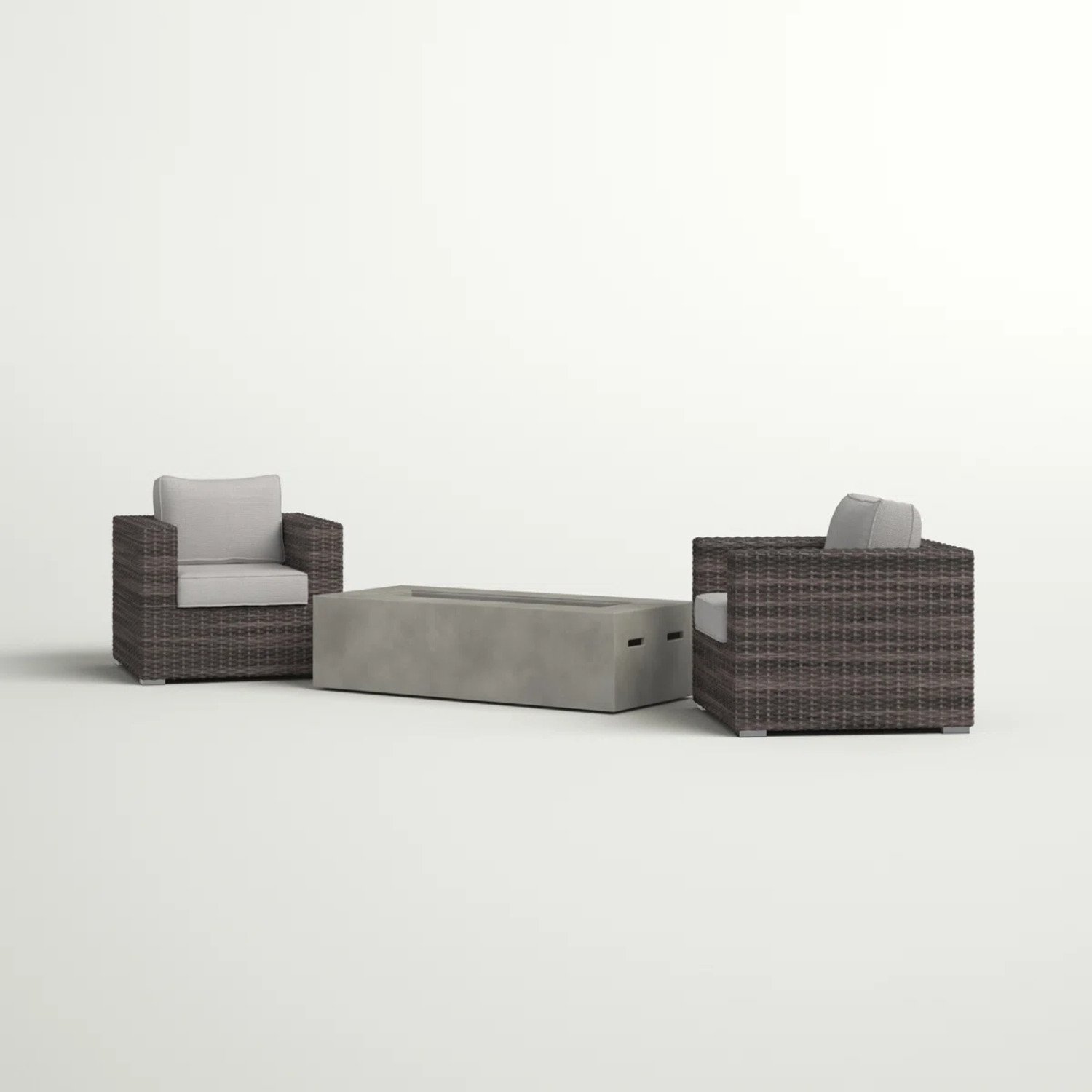 Outdoor Rattan Wicker Seating Set With Cushions 2 Person Patio Furniture - Espresso / Gray - Image 8