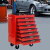 Rolling Metal Tool Chest With 7 Drawers, 20" Steel Storage Cabinet With Ball Bearing Slides - Red / Black - Image 14