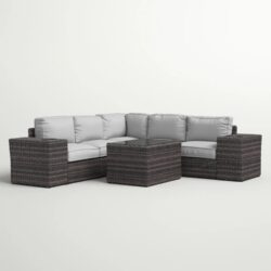 Outdoor Seating Group With Cushions, 4 Person Wicker - Espresso