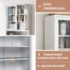 Metal Kitchen Pantry Cabinet Tall Storage With Adjustable Shelves, Heavy Duty Stainless Steel Frame - White - Image 8