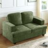 Modern Loveseat, Comfortable 2 Seater Couch With Deep Seating And High Density Foam, Loose Back Cushions, Wide Arms - Green - Image 7