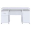 Office Computer Desk With 2 Drawers, Adjustable Shelf, And Slide Out Keyboard Tray - White - Image 4