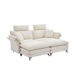 Modern Corduroy, Loveseat Sofa, Deep Seat Sectional Sofa With Ottomans Comfortable Cloud Sofa For Living Room, Apartment, Office, Couch - Beige