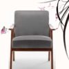 Accent Chair, Classic Mid Century Modern For Extra Seating - Gray - Image 5