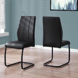 Dining Chair, Side, Upholstered For Dining Room Durable Construction (Set of 2) - Black