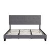 King Size Upholstered Platform Bed Frame With Button Tufted Linen Fabric Headboard, No Box Spring Needed, Wood Slat Support - Gray - Image 5