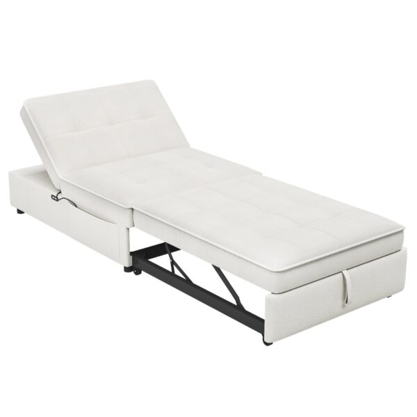4 In 1 Sofa Bed, Chair Bed, Multi - Function Folding Ottoman Bed With Storage Pocket And USB Port For Small Room Apartment, Living Room, Bedroom, Hallway - White