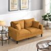Modern Upholstered Loveseat Sofa With Wooden Frame, High Resilience - Orange - Image 4