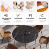 Modern Artificial Stone Round Dining Table With Golden Metal Legs, Can Accommodate 6 People - Black - Image 6