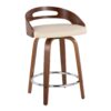 Cassis - Mid-Century Modern Fixed Height Counter Stool With Swivel (Set of 2) - Beige / Walnut - Image 2