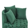 Modern Glam Velvet Upholstered Swivel Chair With Button Tufted Design And Wheels - Green - Image 10